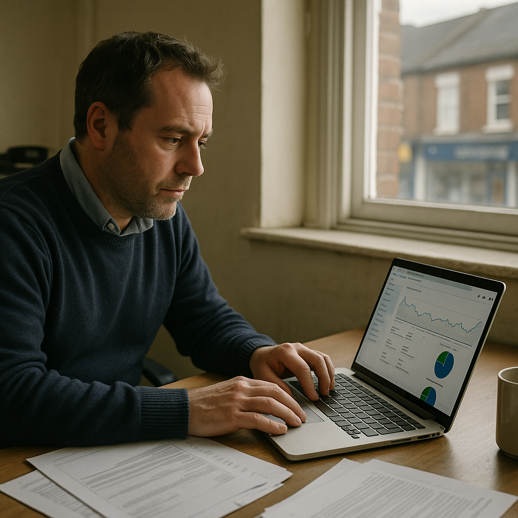 Small business owner reviewing website performance as part of their local digital marketing efforts