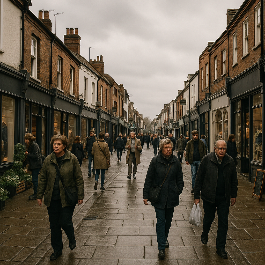 UK high street scene reflecting the changing landscape of small business digital advertising and local retail