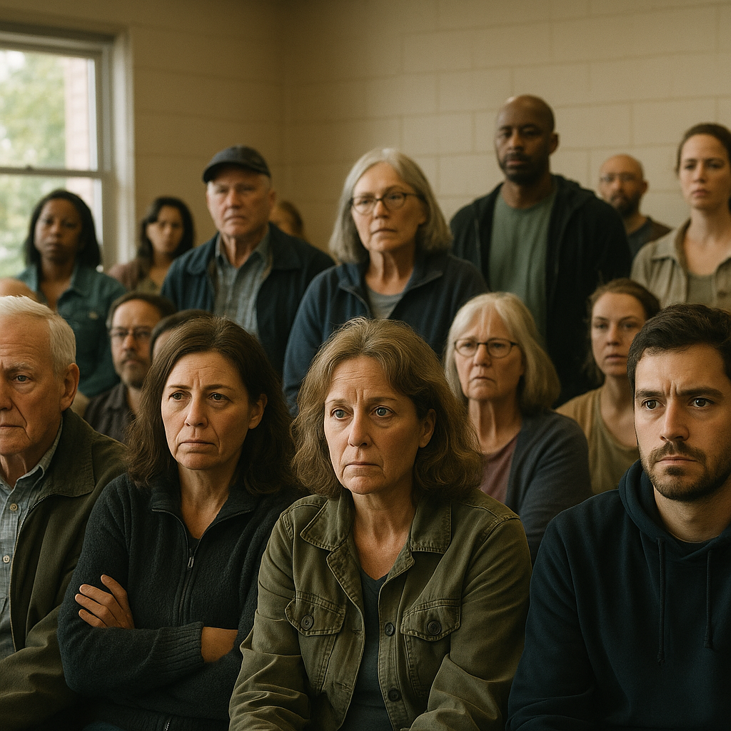 Residents attending a community meeting to discuss local crime concerns
