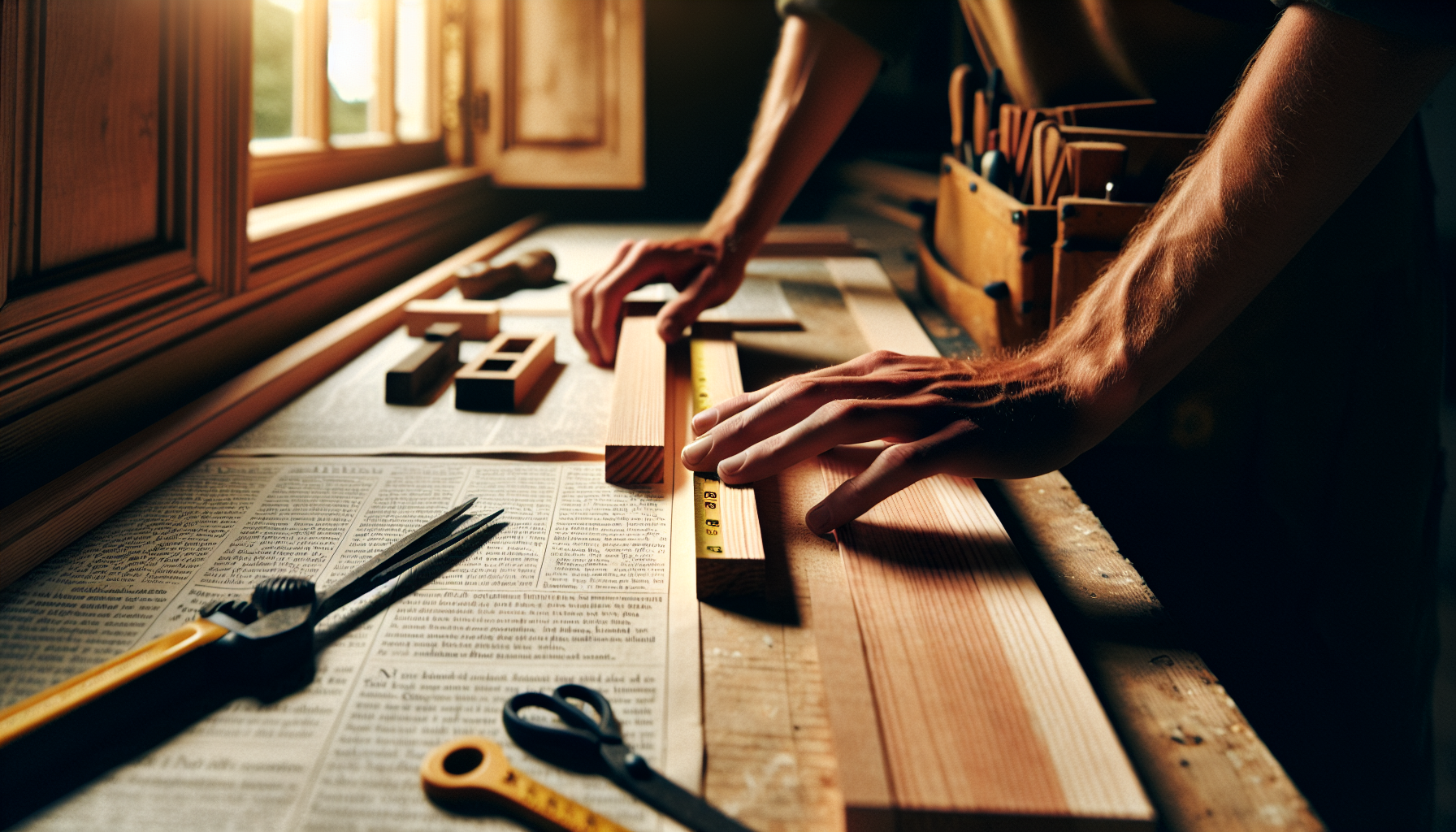 Close-up of skilled carpentry work inside a home, highlighting the craftsmanship offered by local service businesses