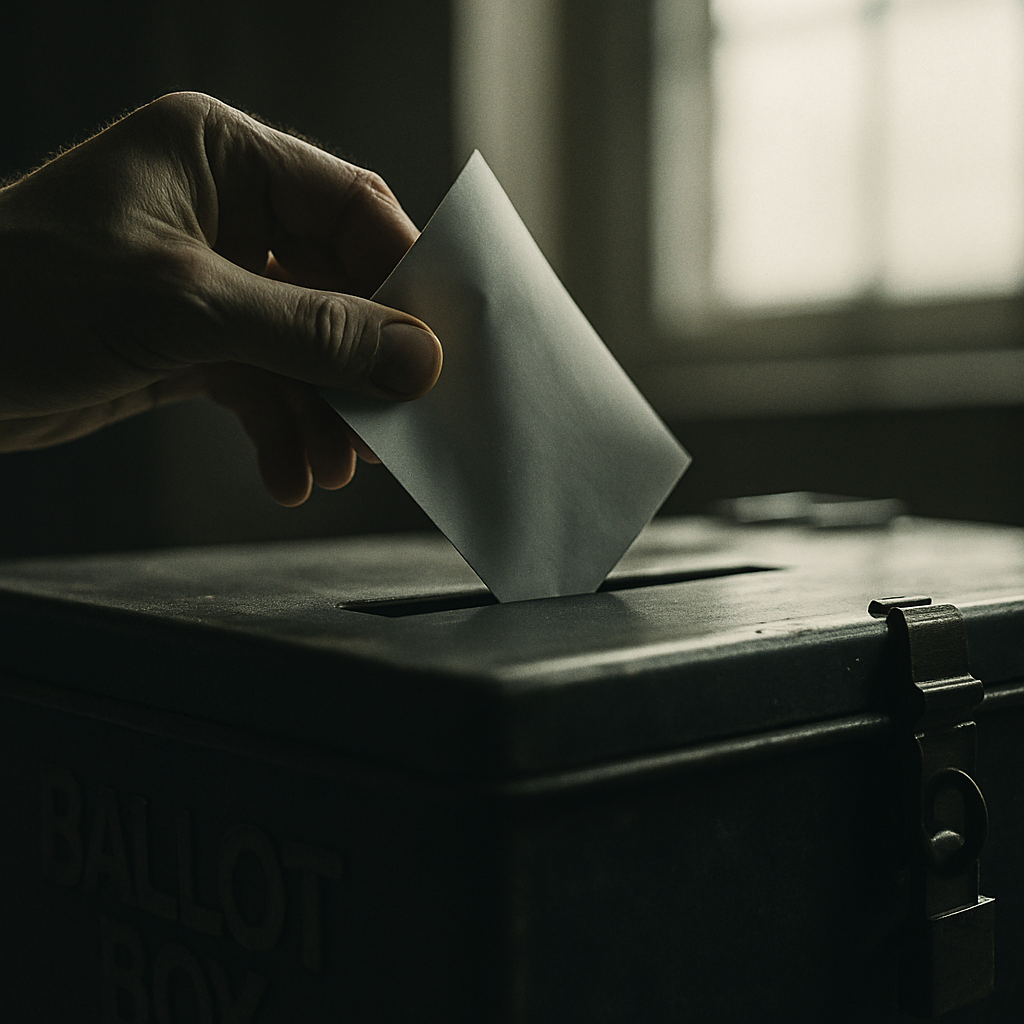 A ballot paper being placed into a ballot box during the 2026 local elections