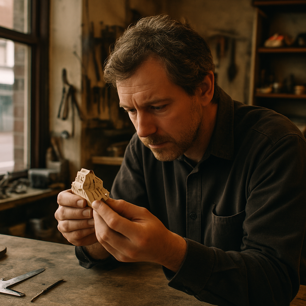 Independent maker working in a converted high street unit during UK high street regeneration